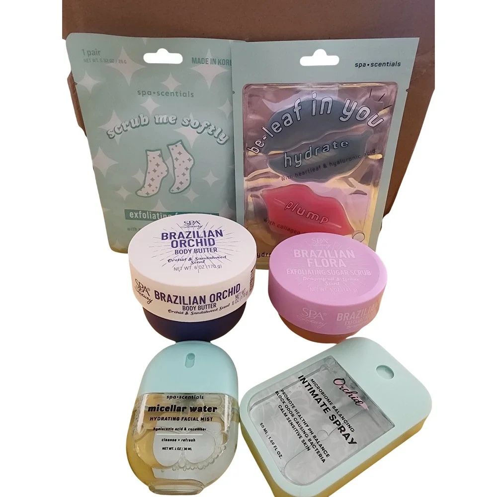 Spa Luxury Brazilian Orchid Body Butter Sugar Scrub & Spa-Beauty Bundle 6pc set